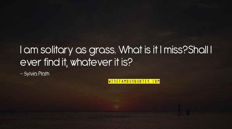 Atm Er Rak Error Quotes By Sylvia Plath: I am solitary as grass. What is it