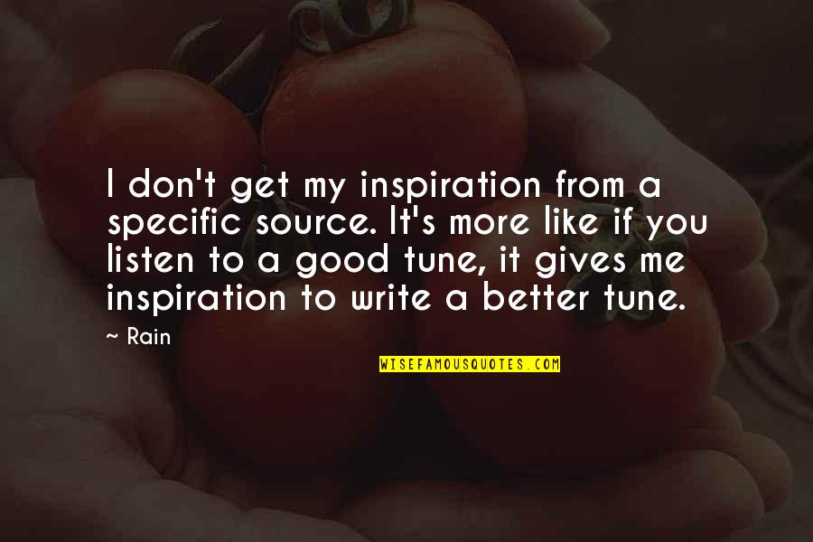 Atmis Gasxvla Quotes By Rain: I don't get my inspiration from a specific Atmis Gasxvla Quotes By Rain: I don't get my inspiration from a specific