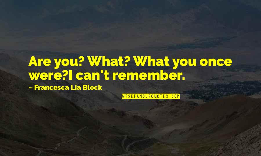 Atmosphere Minnesota Quotes By Francesca Lia Block: Are you? What? What you once were?I can't