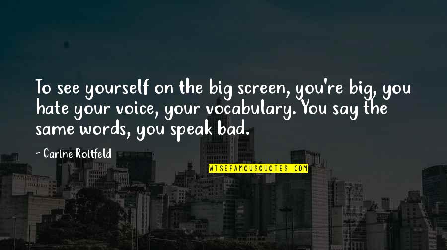 Atomic Diplomacy Quotes By Carine Roitfeld: To see yourself on the big screen, you're