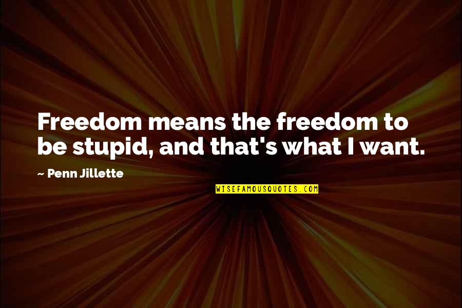 Atrapados En Quotes By Penn Jillette: Freedom means the freedom to be stupid, and