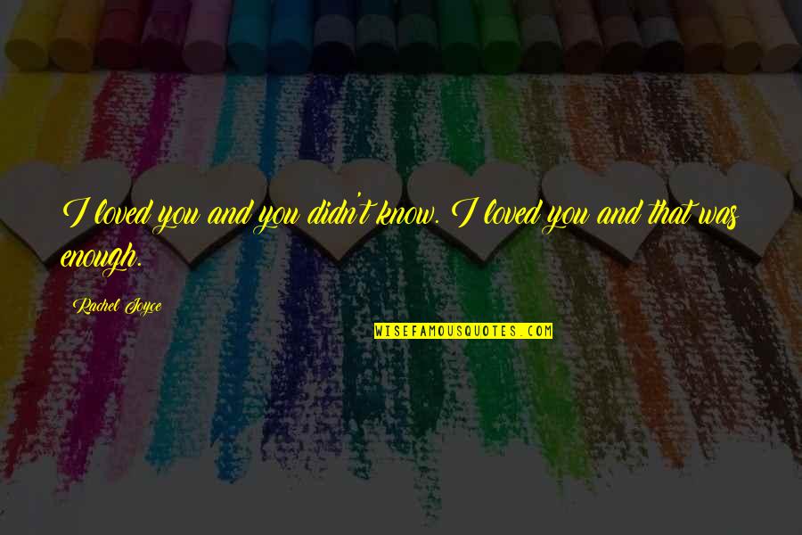 Atrasar Definicion Quotes By Rachel Joyce: I loved you and you didn't know. I