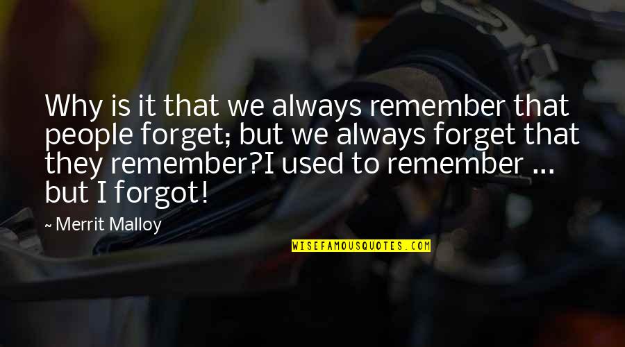 Atribuiu Quotes By Merrit Malloy: Why is it that we always remember that