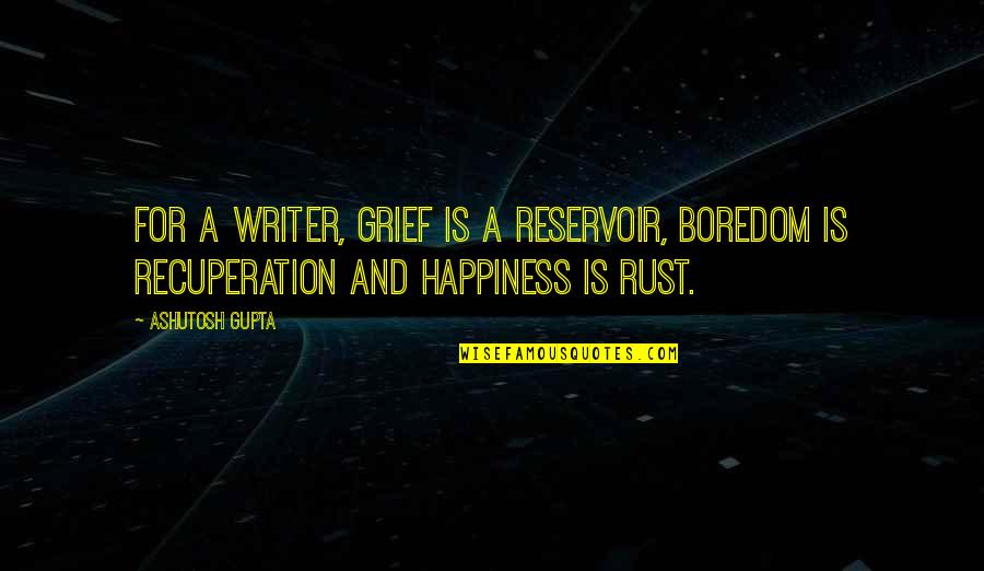 Atsaka Quotes By Ashutosh Gupta: For a writer, grief is a reservoir, boredom