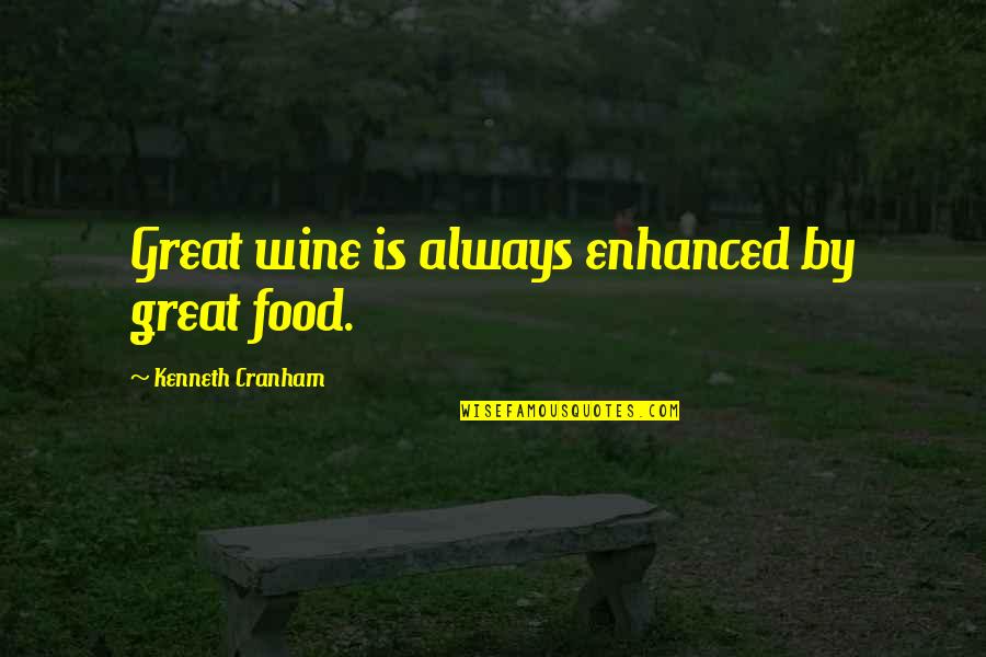Atsakymai Quotes By Kenneth Cranham: Great wine is always enhanced by great food. Atsakymai Quotes By Kenneth Cranham: Great wine is always enhanced by great food.