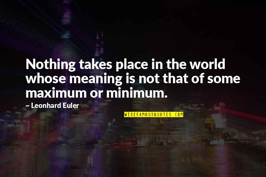 Atso Ye Quotes By Leonhard Euler: Nothing takes place in the world whose meaning