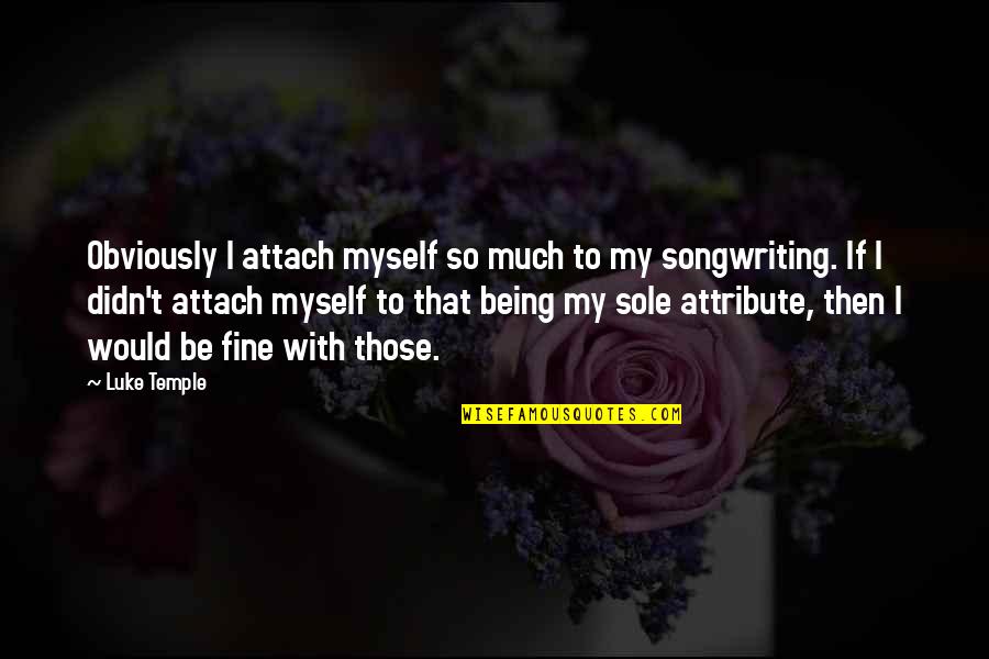 Attach Quotes By Luke Temple: Obviously I attach myself so much to my