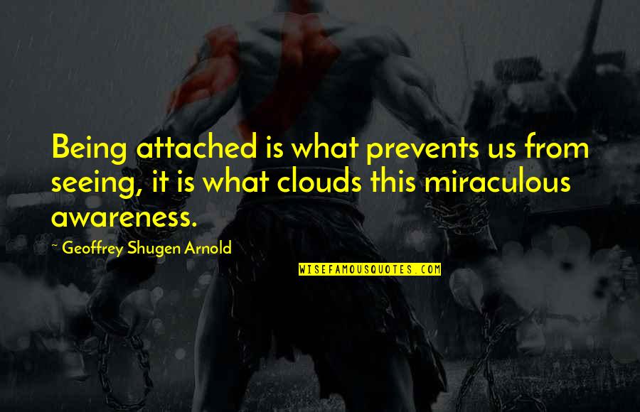 Attached Quotes By Geoffrey Shugen Arnold: Being attached is what prevents us from seeing,