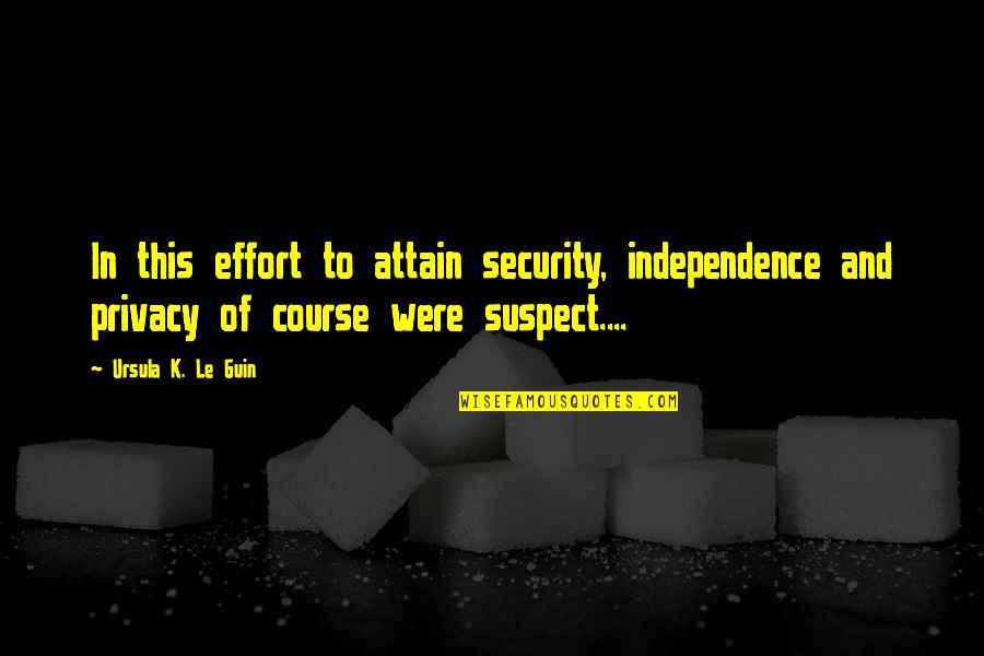 Attain Quotes By Ursula K. Le Guin: In this effort to attain security, independence and