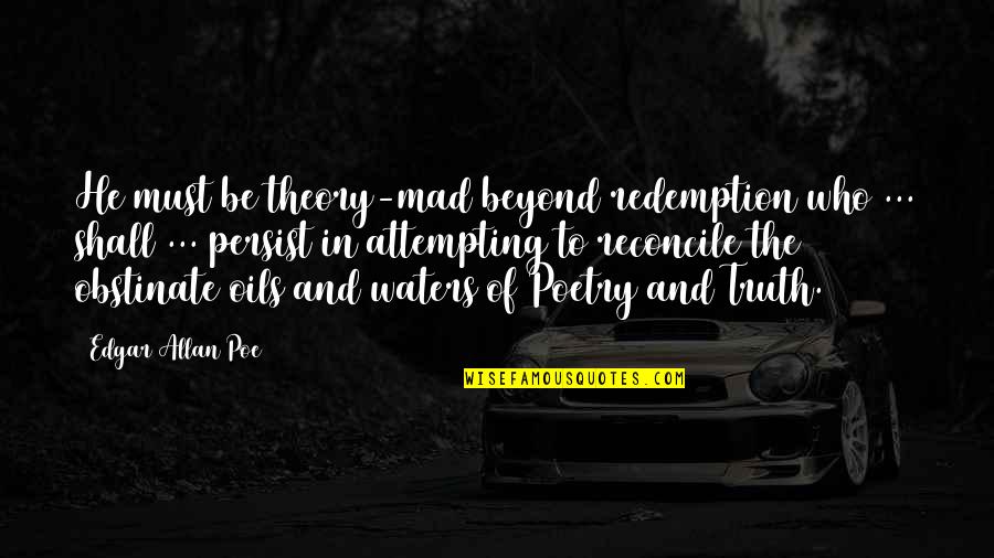 Attempting Quotes By Edgar Allan Poe: He must be theory-mad beyond redemption who ...