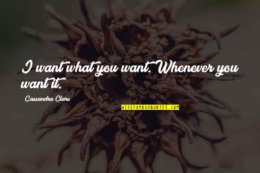 Attending School Quotes By Cassandra Clare: I want what you want. Whenever you want