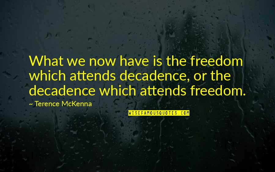 Attends Quotes By Terence McKenna: What we now have is the freedom which Attends Quotes By Terence McKenna: What we now have is the freedom which