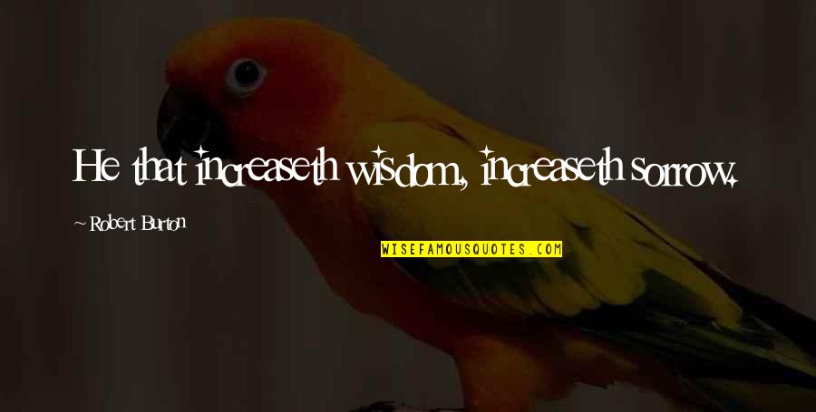 Attentats Terroristes Quotes By Robert Burton: He that increaseth wisdom, increaseth sorrow.