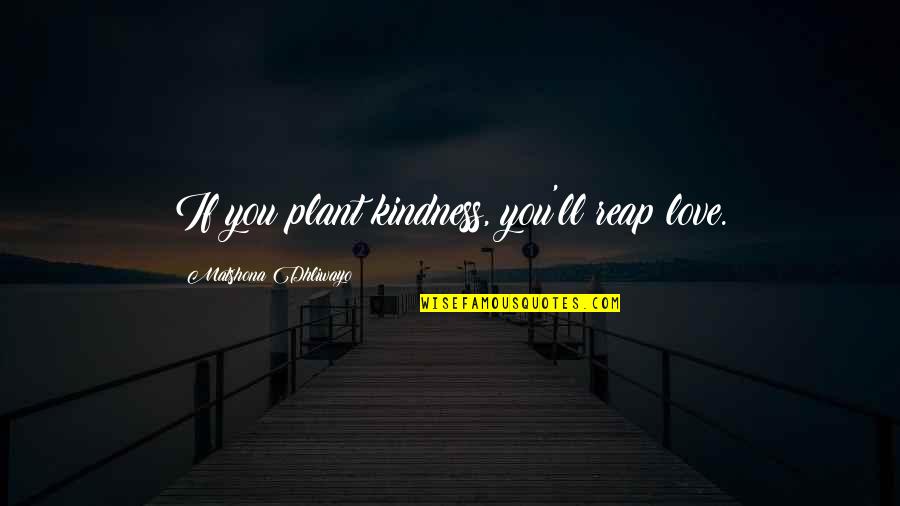 Attia Drive Quotes By Matshona Dhliwayo: If you plant kindness, you'll reap love.
