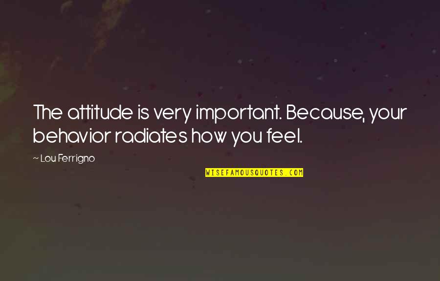 Attitude And Behavior Quotes By Lou Ferrigno: The attitude is very important. Because, your behavior