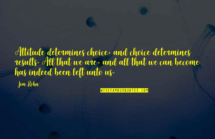Attitude Is A Choice Quotes By Jim Rohn: Attitude determines choice, and choice determines results. All