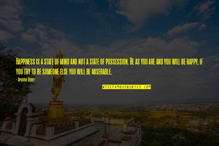 Attitude Quotes And Quotes By Apoorve Dubey: Happiness is a state of mind and not