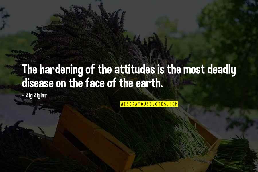 Attitude The Quotes By Zig Ziglar: The hardening of the attitudes is the most