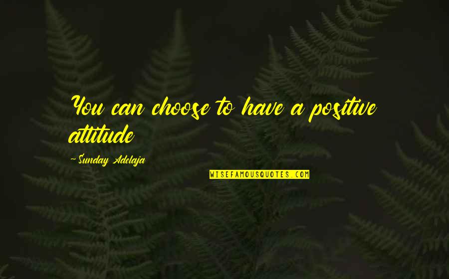 Attitude To Life Quotes By Sunday Adelaja: You can choose to have a positive attitude