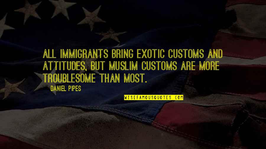Attitudes Quotes By Daniel Pipes: All immigrants bring exotic customs and attitudes, but Attitudes Quotes By Daniel Pipes: All immigrants bring exotic customs and attitudes, but
