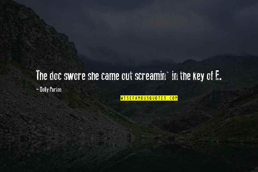 Attracting Positive Energy Quotes By Dolly Parton: The doc swore she came out screamin' in Attracting Positive Energy Quotes By Dolly Parton: The doc swore she came out screamin' in