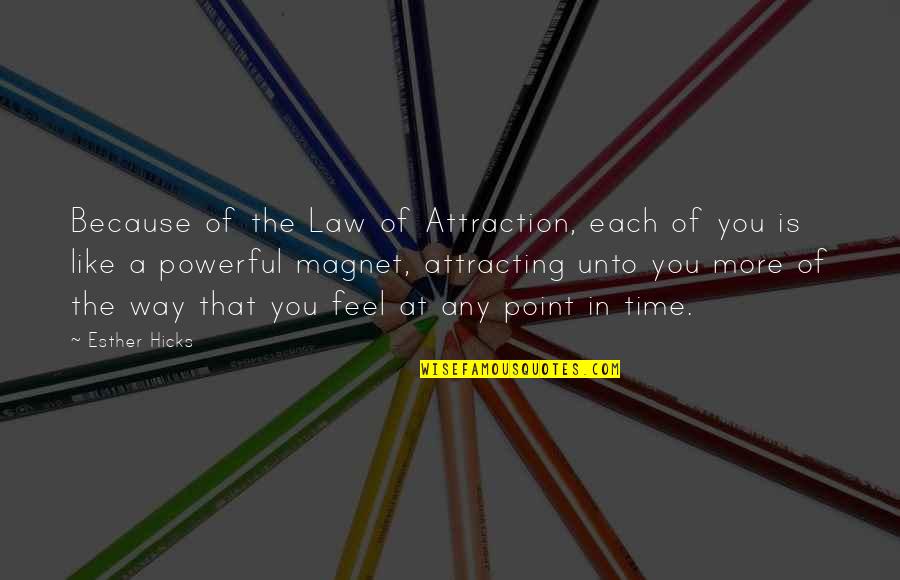 Attracting Quotes By Esther Hicks: Because of the Law of Attraction, each of