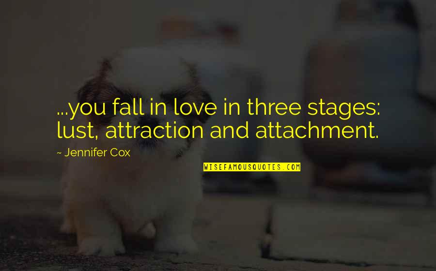 Attraction And Love Quotes By Jennifer Cox: ...you fall in love in three stages: lust,
