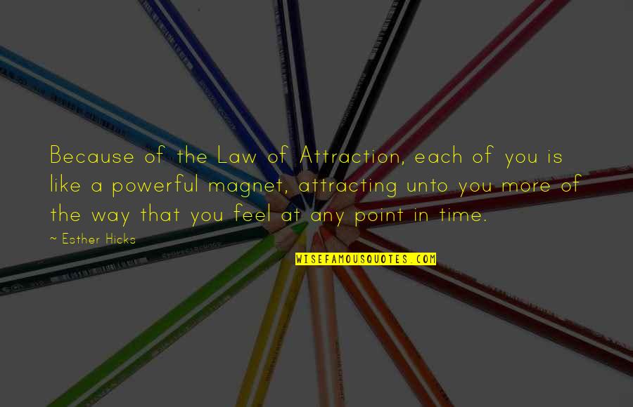 Attraction Law Quotes By Esther Hicks: Because of the Law of Attraction, each of