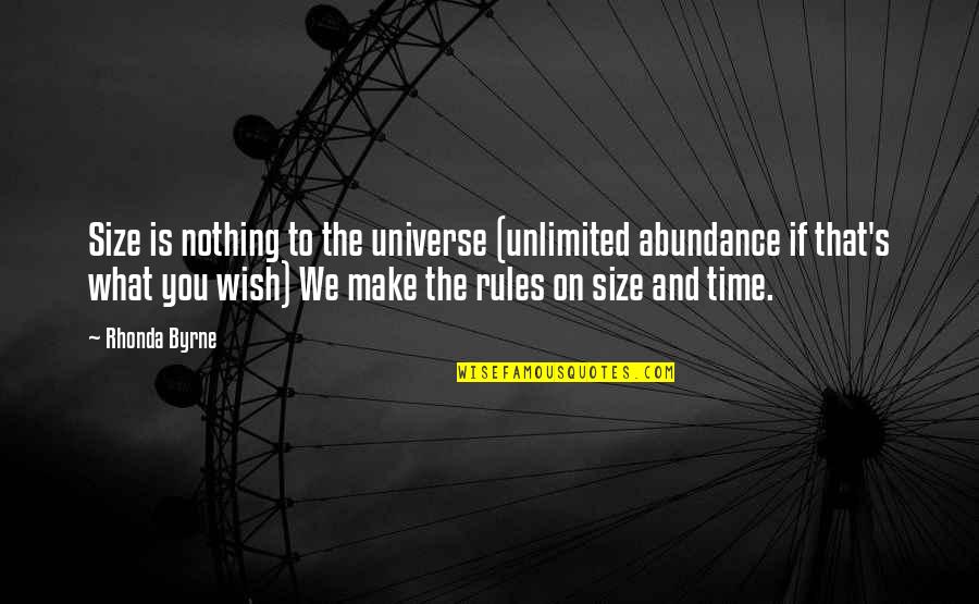 Attraction Law Quotes By Rhonda Byrne: Size is nothing to the universe (unlimited abundance