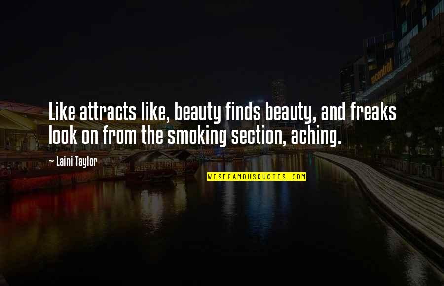 Attracts All The Beauty Quotes By Laini Taylor: Like attracts like, beauty finds beauty, and freaks