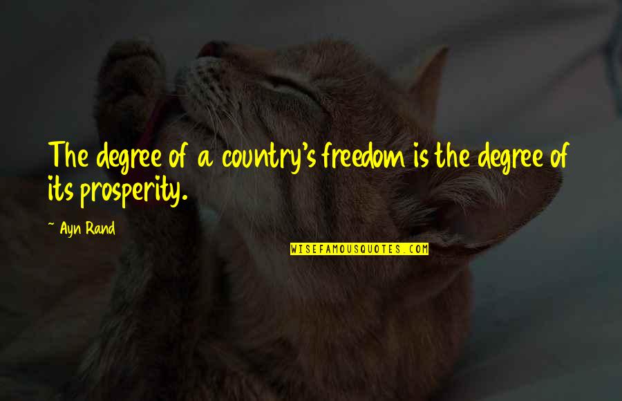 Attraper En Quotes By Ayn Rand: The degree of a country's freedom is the