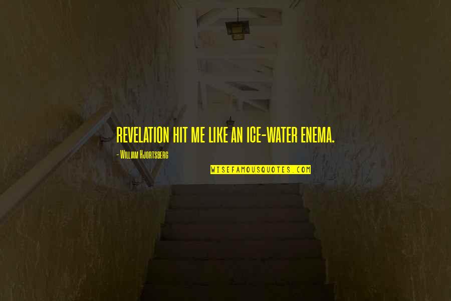 Attritions Quotes By William Hjortsberg: revelation hit me like an ice-water enema. Attritions Quotes By William Hjortsberg: revelation hit me like an ice-water enema.