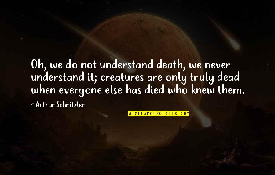 Atuais Modelos Quotes By Arthur Schnitzler: Oh, we do not understand death, we never