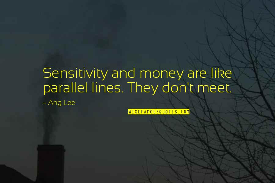 Atuin Turtle Quotes By Ang Lee: Sensitivity and money are like parallel lines. They