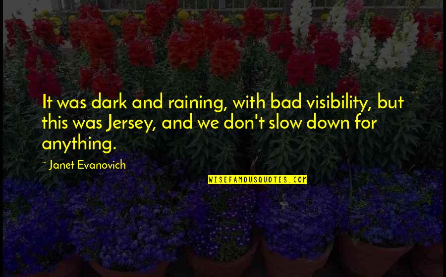 Atul Gawande Inspiring Quotes By Janet Evanovich: It was dark and raining, with bad visibility,