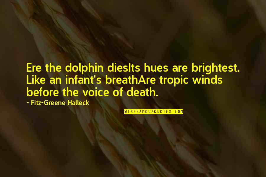 Auburn The Singer Quotes By Fitz-Greene Halleck: Ere the dolphin diesIts hues are brightest. Like