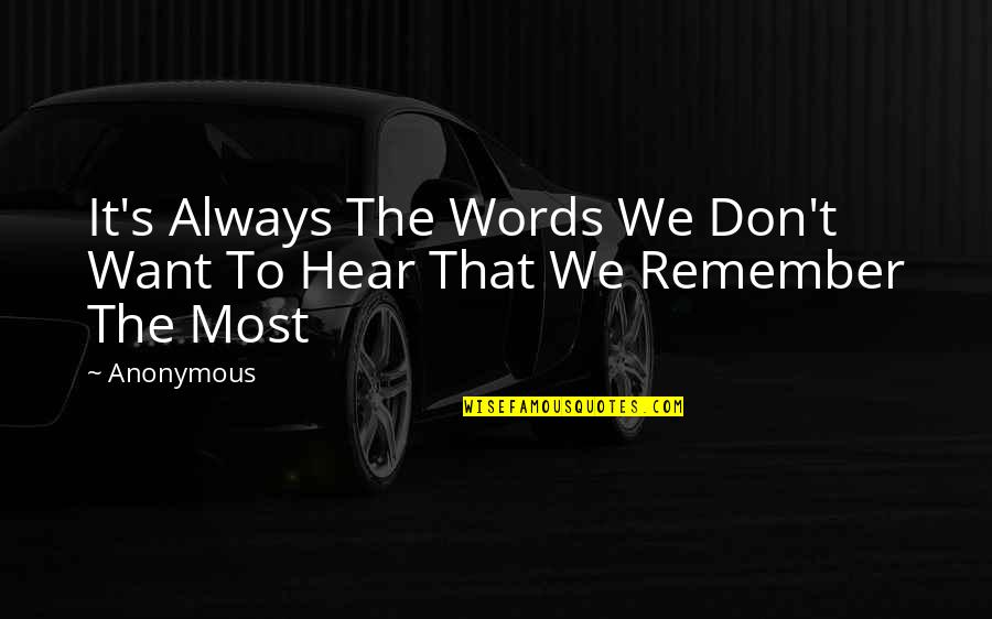 Audacieuse Handbag Quotes By Anonymous: It's Always The Words We Don't Want To
