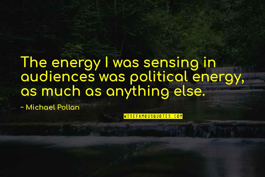 Audiences Quotes By Michael Pollan: The energy I was sensing in audiences was