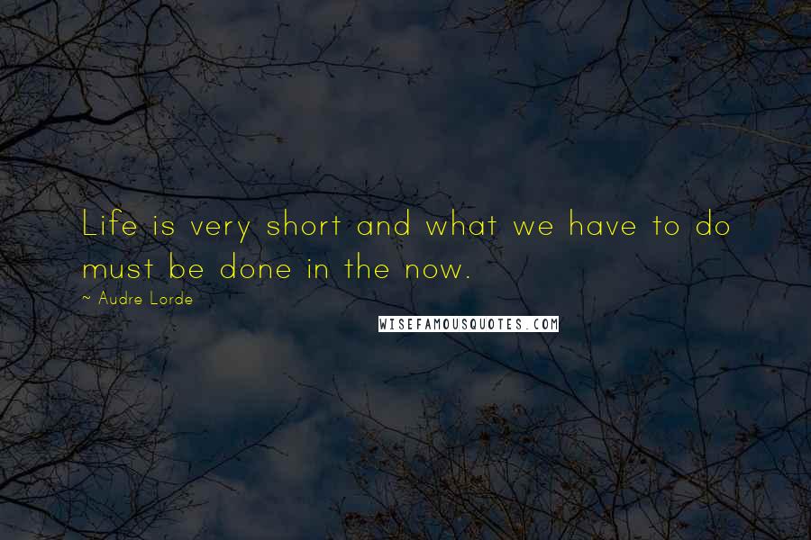 Audre Lorde quotes: Life is very short and what we have to do must be done in the now.
