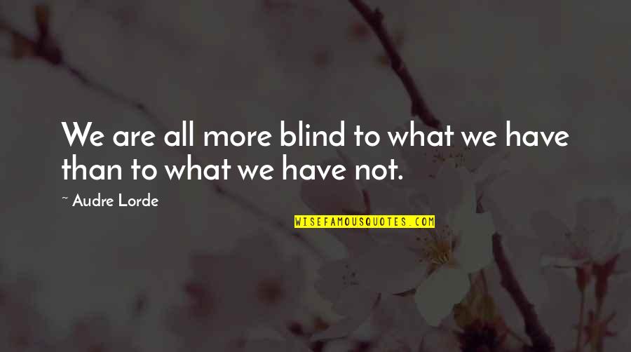 Audre Lorde Quotes By Audre Lorde: We are all more blind to what we