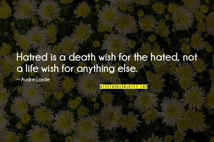 Audre Lorde Quotes By Audre Lorde: Hatred is a death wish for the hated,