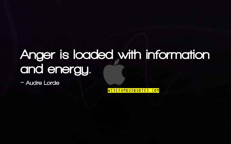 Audre Lorde Quotes By Audre Lorde: Anger is loaded with information and energy. Audre Lorde Quotes By Audre Lorde: Anger is loaded with information and energy.