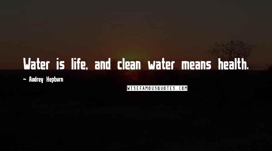 Audrey Hepburn quotes: Water is life, and clean water means health.