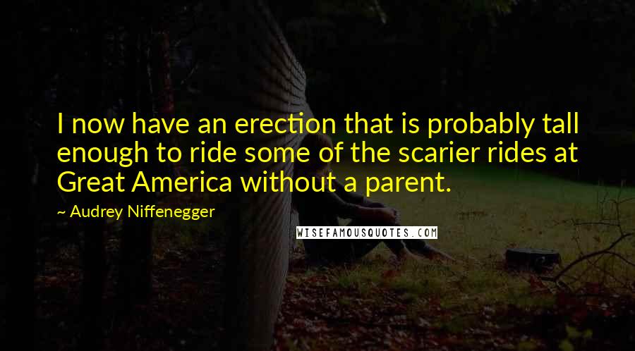 Audrey Niffenegger quotes: I now have an erection that is probably tall enough to ride some of the scarier rides at Great America without a parent.