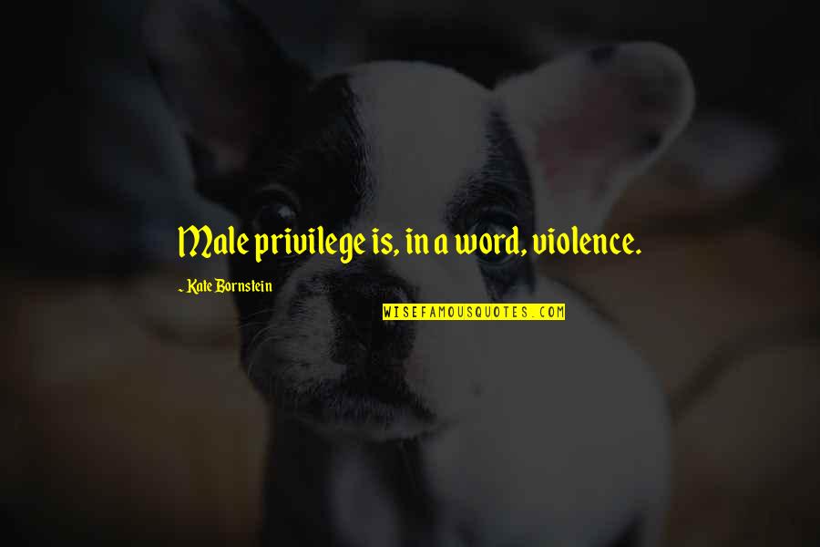 Augsburger Quotes By Kate Bornstein: Male privilege is, in a word, violence. Augsburger Quotes By Kate Bornstein: Male privilege is, in a word, violence.
