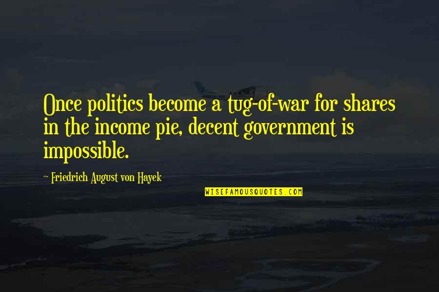 August 8 Quotes By Friedrich August Von Hayek: Once politics become a tug-of-war for shares in