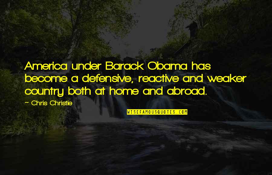 August Clearwing Quotes By Chris Christie: America under Barack Obama has become a defensive,