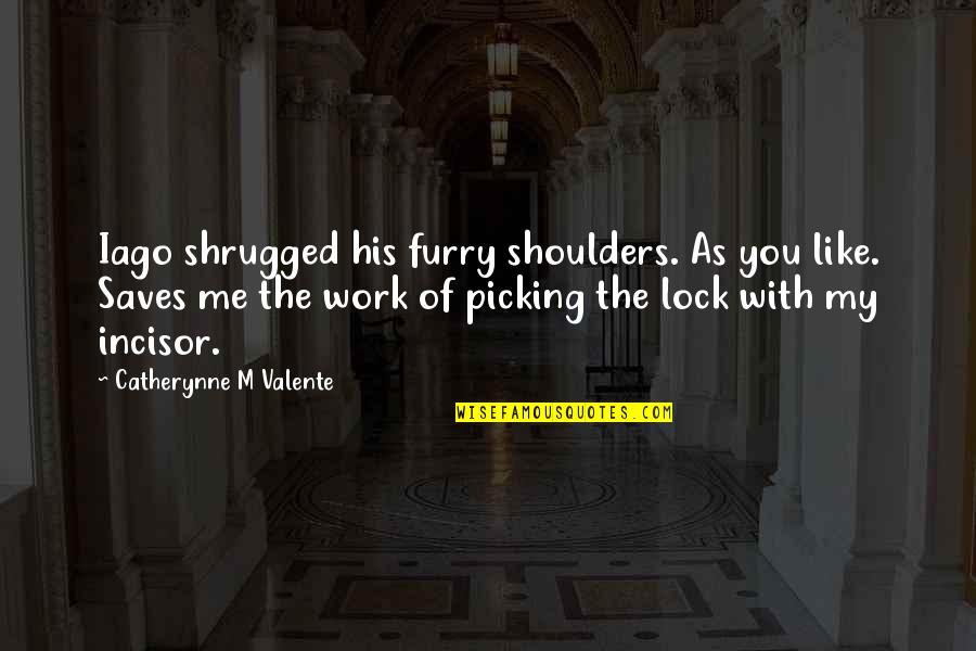 Augusta Masters Quotes By Catherynne M Valente: Iago shrugged his furry shoulders. As you like.