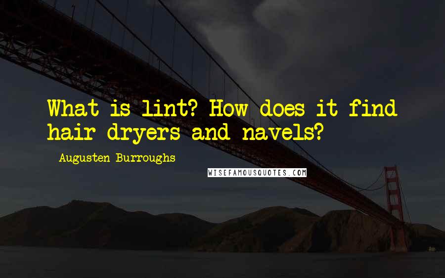 Augusten Burroughs quotes: What is lint? How does it find hair dryers and navels?
