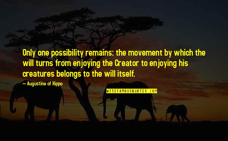 Augustine's Quotes By Augustine Of Hippo: Only one possibility remains: the movement by which